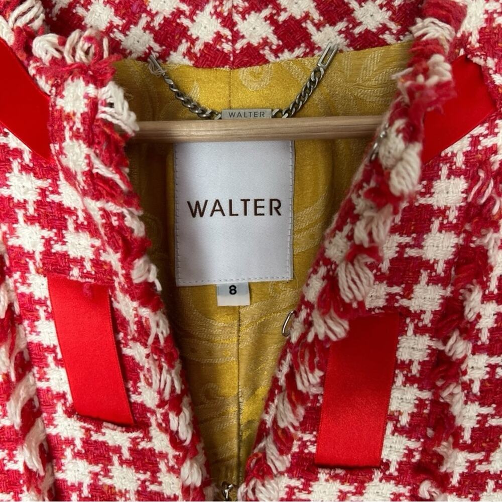 Walter Tweed Silk Blend Blazer Womenβs Red White Size 8 - Picture 3 of 6